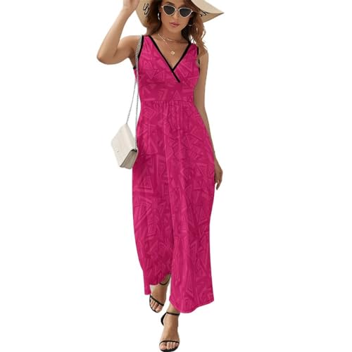 Robe longue rouge col V sans manches pour rester fraîche et élégante en été