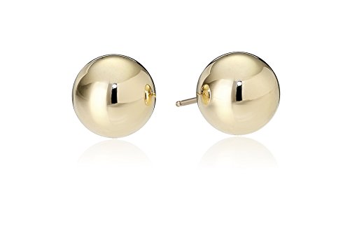 Amazon Essentials Yellow Gold Plated Sterling Silver Polished Ball Stud Earrings (6mm)