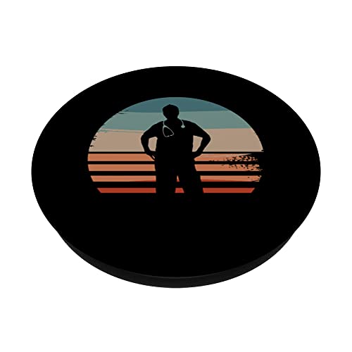 Retro Vintage Classic Doctor Medical PopSockets Swappable PopGrip, Black - Image 2