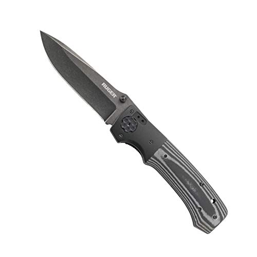 CRKT Ruger All-Cylinders +P EDC Folding Pocket Knife: Heavy Duty Everyday Carry, Black Plain Edge Blade, Thumb Stud, Liner Lock, G10 Handle, Reversible Pocket Clip R2003K