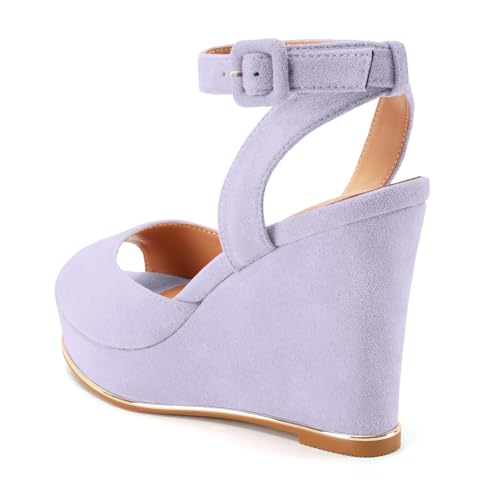Image of Women's Dressy Platform Wedge Sandals Gold Wedges Peep Toe Patent High Heels Slingback Heeled Comfortable Ankle Strap Shoes