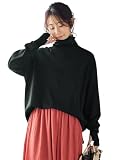 [ニッセン] フェイスカバーにもなるニットトップス(接触冷感・毛玉になりにくい・UVカット・遮熱)「まとう日陰服」 大きいサイズ有 黒 M