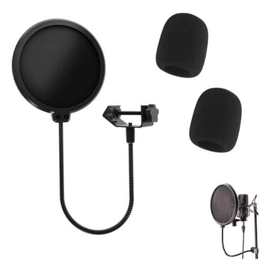 Pop Filter Microfono, Filtro Antipop Microfono, Microfono Filtro Anti Pop, Con 2 Spugna Microfono Antivento, Mic Dual Layer Wind Pop con Clip a Collo D'oca a 360° per la Maggior Parte dei Microfoni