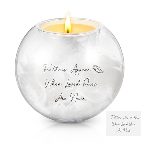 BBTO Glass Feather Filled Tea Light Holder, Candle Holders C