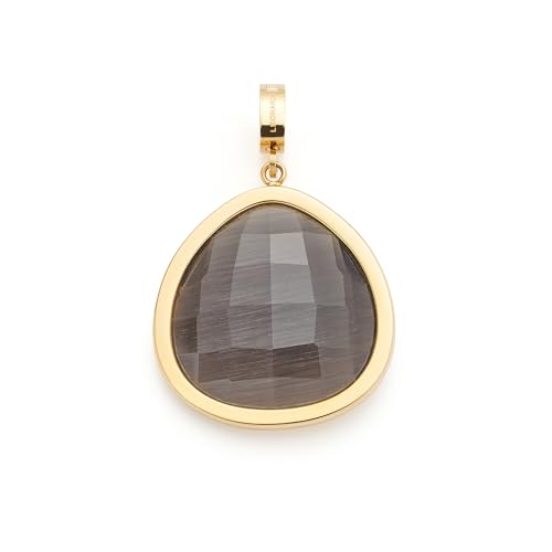 JEWELS BY LEONARDO Anhänger Clip & Mix Mina • Ketten-Anhänger aus goldfarbenem Edelstahl • grauer Glasstein in abgerundeter Dreiecksform • Clip M (4,8 mm Ø) • Schmuck Geschenk für Frauen • 025646