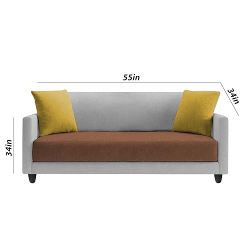 Image of Casaliving Dominic 2 Seater Sofa Set for Living Room (Brown Grey Fabric) Premium Fabric Sofa