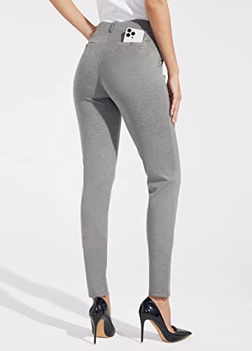 Willit 30" Women's Yoga Dress Pants Skinny Slacks Work Leggings Slim Fit Stretch Office Pants Regular 4 Pockets Light Charcoal M #TOP1