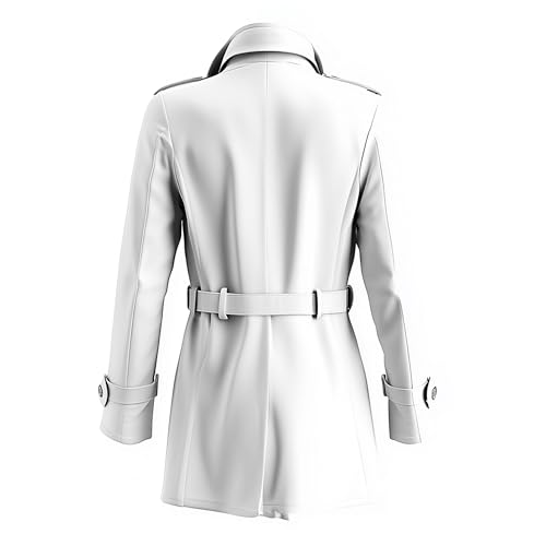 Mens White Double-Breasted Mini Trench Coats Storm Flap Lapel Collar Multipockets Water Resistant Jackets2