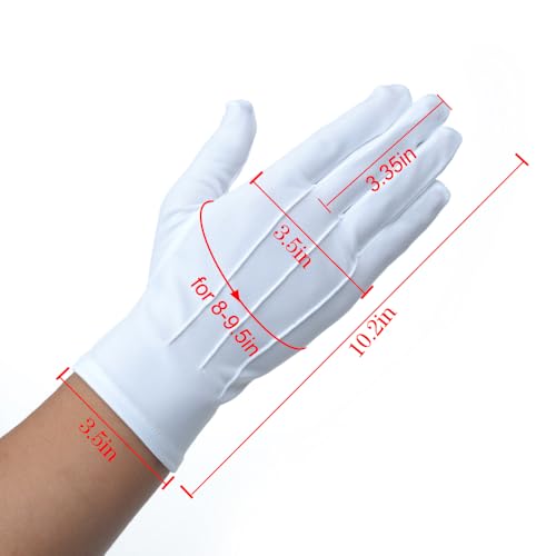 Jishen Men Police Formal Tuxedo Honor Guard Parade White Nylon Cotton Gloves 26cm
