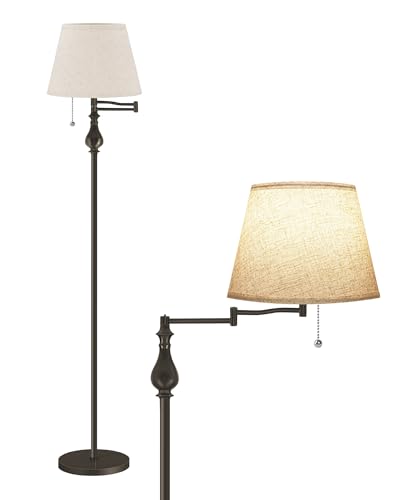 Vintage Floor Lamp with 350°Adjustable Swing Arm, 61” Mid-Century Modern