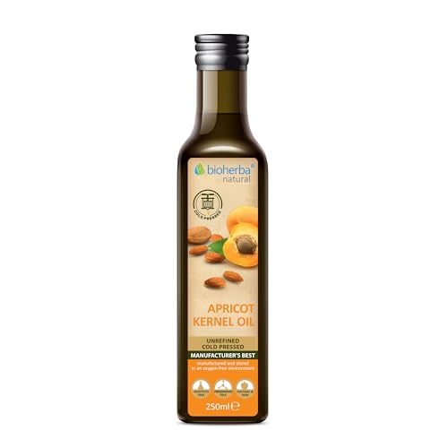 Huile de noyaux d’abricot 250 ml – Pressée à froid et naturelle | Riche en vitamines A, E et B | Soin doux & usage culinaire | Par BIOHERBA