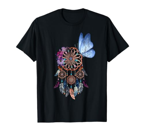 Atrapasueños de flores de mariposa indias americanas Camiseta
