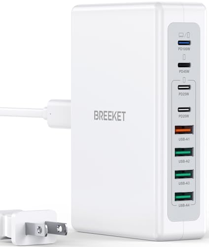 USB C Charger 260W USB C Charger Block,Upgraded GaN III 8-Port Fast Charging Station Hub,PD 100W 65W 45W 25W 20W Laptop Adapter for MacBook Pro/Air,DELL,Steam Deck,iPhone 16/15,Galaxy S24/23