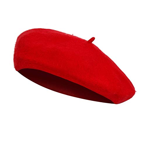 NUWIND - Accesorios de Vestuario de los años 40 para Mujer, Gorro Francés de Boina, Bufanda de Gasa, Guantes, Gafas de Sol ovales Retro (Rojo)