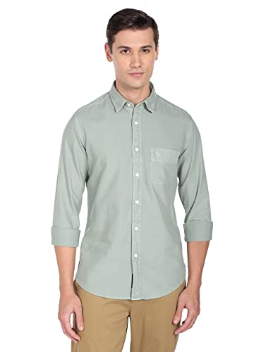 Image of U.S. POLO ASSN. Regular Fit Shirt for Men - 100% Cotton, Breathable & Comfortable, Full Sleeves Casual Shirt for Men - 48, Mint