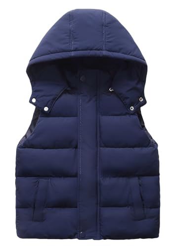 Happy Cherry Hooded Down Puffer Vest Boys Kids Lightweight Sleeveless Jacket Fall Winter Thick Windproof