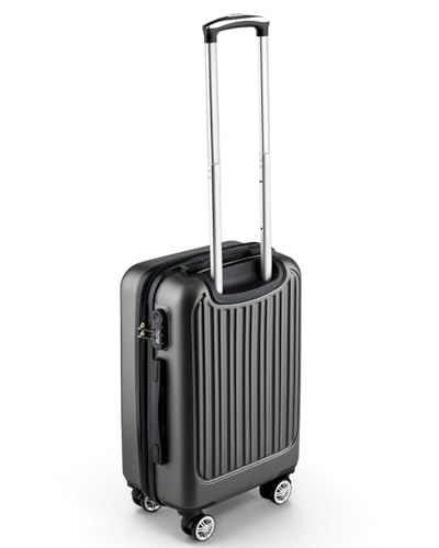 Easy Move ABS Hartschalenkoffer - Ergonomisch & Sicher - Kleiner Trolley Koffer mit 360° Rädern, Zahlen-Schloss - Rollkoffer, Reisekoffer Klein (Dark Gray, 54cm)