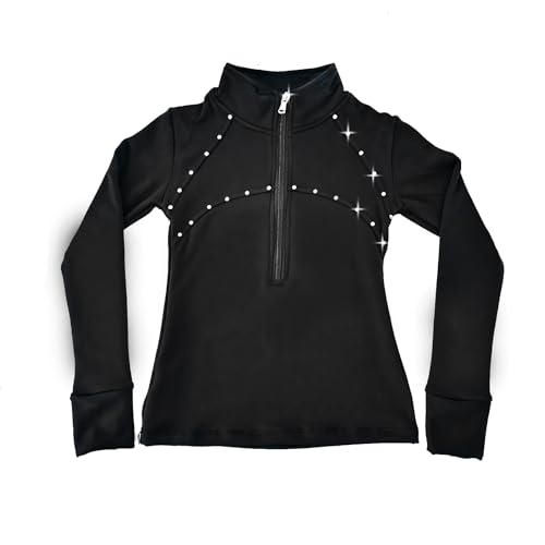 JoyCan Jaqueta de treinamento de patinação no gelo brilhante para meninas, top de pelúcia de diamant