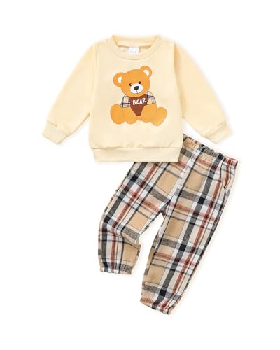 Image of NZRVAWS Toddler Baby Boy Clothes Infant Fall Winter Outfit Long Sleeve Pant Top Set 2Pcs Sweatshirt 0 Month-3 Years