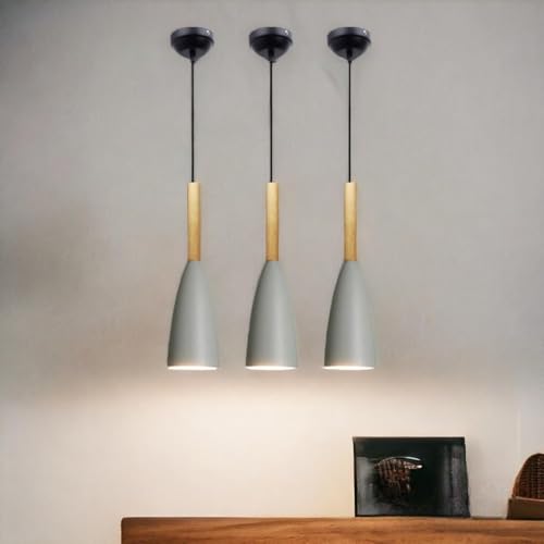 Image of GreyWings Modern Cone Grey Aluminium Hanging Pendant Light Cord, Antique Decor,Bulb not Included, Pack of 4