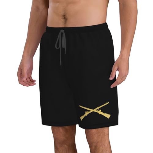 USA Army Infantry Insignia Men's Beach Shorts Quick Dry Swim Trunks with Pockets Mesh Lining2