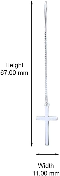 Vanbelle Sterling Silver Jewelry - Rhodium Plated with 925 Stamp - Sterling Silver Cross Threader Earrings for Women - Classic and Handcrafted