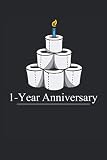  Papel higiénico de un año de aniversario con vela: Cuaderno: Papel rayado con 120 páginas en formato 15 x 22, 86 cm (6 \"x 9\")