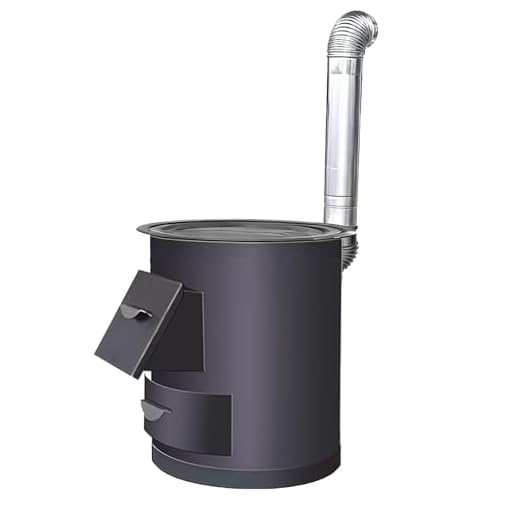 Estufas de Leña Redondas con Cajón para la Extracción de Polvo Estufa Camping Ideal para Cocinar y Calentar a Diario(30 * 36cm)