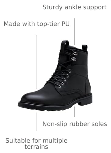 Image of Vostey Mens Motorcycle Boots With Side Zipper Dress Boot