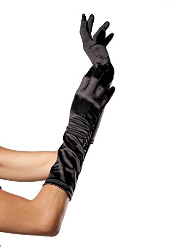 Leg Avenue Women's Satin Elbow Length Gloves, Black, One Size