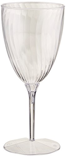 Lillian Tablesettings Hard Plastic 1-Piece Wine Glasses, 6-Ounce Capacity, Clear Plastic Wine Glasses 8 Count (12358)