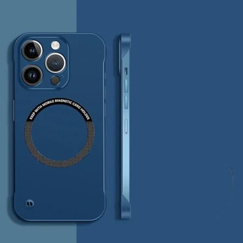 Étui de chargement sans fil iPhone 16 coque rigide bleue ultra fine