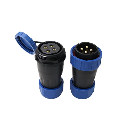 HangTon TY28 4 Pin 45A Aviation Waterproof Connector Male Female Cable Plug Socket Screw-Crimp Solder-Free Quick-Disconnect for Power Device