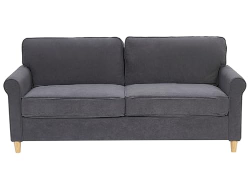 3-Sitzer Sofa in Grau aus Samtstoff Retro-Stil Traditionell-Modern Ronneby