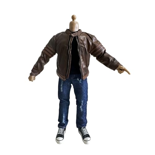 1/12 Action Figure Clothes,Leather Jacket for 6 inch Male Action Figures,6 inch Male Jackets. (Old Crafted Design-Brown)