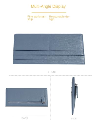 Women's Leather Wallet Card Holder Long Clutch - Genuine Leather, Minimalistic, Zippered Coin Pocket, 6 Card Slots, Fashionable (Black)4