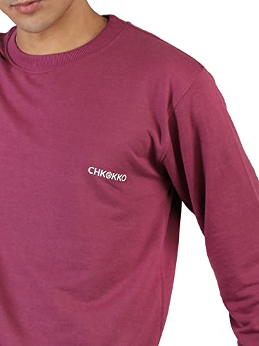 Image of CHKOKKO Men's Terry Cotton Loose Fit Full Sleeves Regular Fit T-Shirt