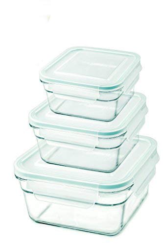 GlassLock Microwave Snaplock Lid Tempered Glasslock Storage, Square, Clean