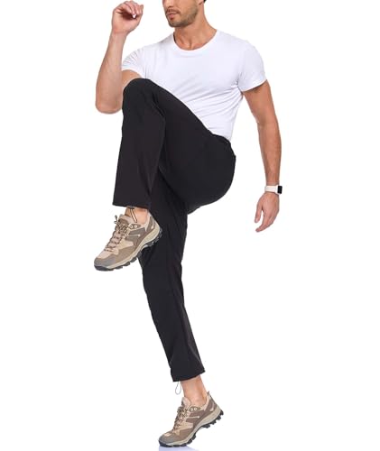 Elainone Wanderhose Herren Outdoor Hosen Stretch Trekkinghose Arbeitshosen Männer Mit 5 Taschen für Viele Outdoor-Aktivitäten Schwarz L