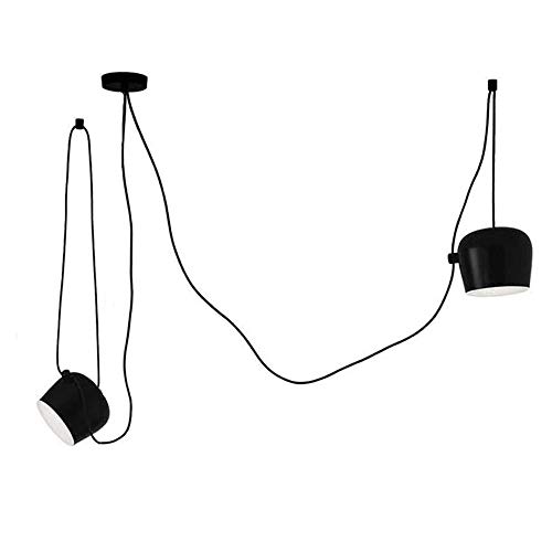 Suspension moderne noire avec câble 200 cm et projecteur à 2 ampoules