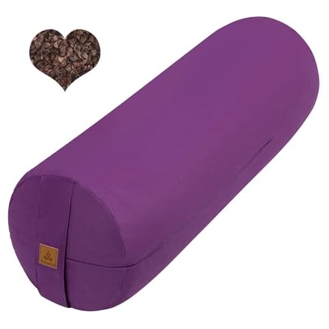 FelizMax Organic Buckwheat Bolster(24X9 in) Yoga Bolster Supportive Yoga Cushion for Restorative Yoga Accessories Meditation Pillow Reading Pillow Floor Pillow Large Round Cylinder (Purple) Cover