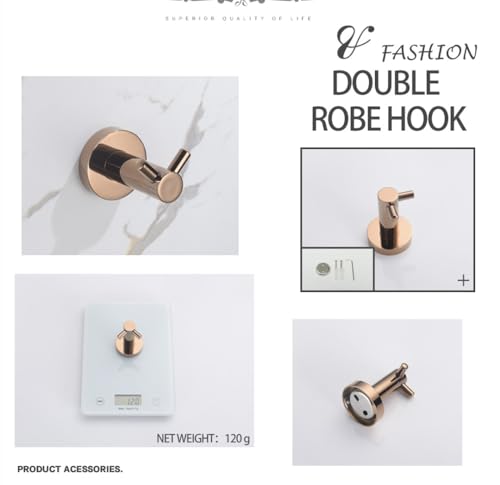 Ensemble matériel de salle de bain or rose poli chic avec porte-papier et crochet de peignoir - 5