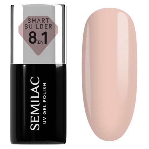 Semilac UV Nagellack Smart Builder 816 Pale Nude 7 ml – Helles Nude, 8-in-1 Formel, Selbstnivellierend, Schnelle & Mühelose Anwendung