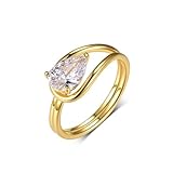 Skcess Anillos de compromiso simples de oro blanco de 9 quilates, moissanita blanca de 1,5 quilates, anillo de boda para mujer, 7.5, Moissanita de oro amarillo de 9 quilates, Circonita cúbica