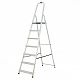 BiGDUG Aluminium Step Ladder - 7 Step Folding Ladder - Non-Slip Surface Hand Rails 7 Tread - Closed Height 2150 mm Platform Height 1400mm