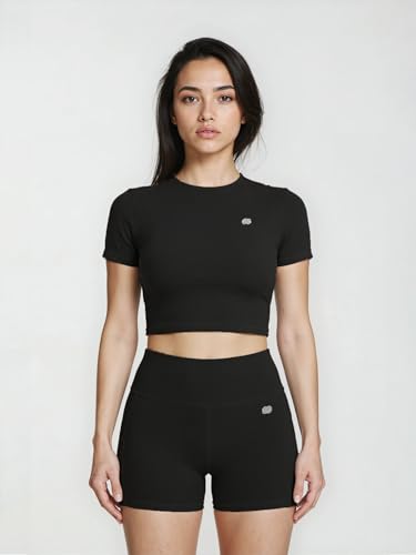 Image of Sfytt Women's High Waist Biker Shorts for Gym, Workout, Yoga & Running, 4 Inch Compression Activewear Shorts, Stretch Polyester Spandex Fabric