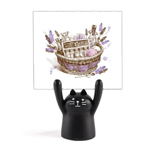 Panier à fleurs lavande et chat noir, cadeau parfait pour passionnés de jardin