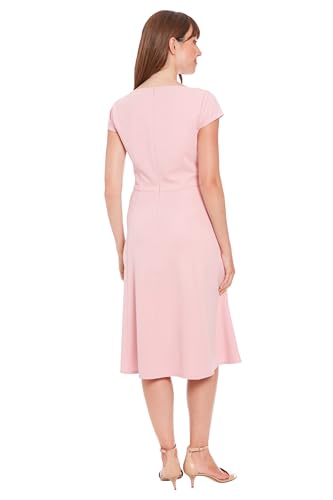 Image of London Times Women's Women's Sweetheart Neckline Empire Waist Fit and Flare - Special Occasion Scuba Crepe Midi Cocktail Dress