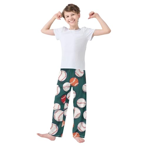 ZZXXB Baseballs Boys Long Pants Soft Trousers Elastic Waist Kids Lounge Bottoms with Pockets S-XL3