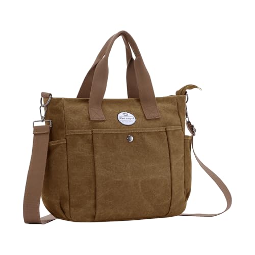 Image of HUA ANGEL Canvas Everyday Tote Bags for Women Medium Crossbody Purses Handbags with Multiple Pockets for Work Travel Beach